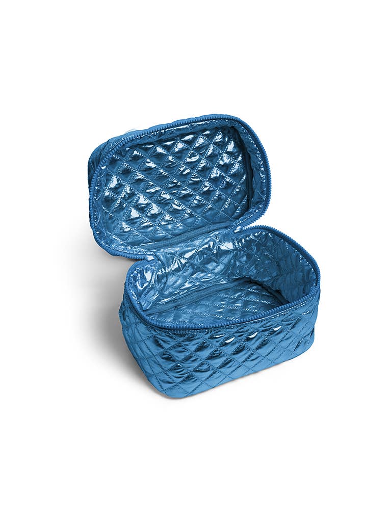 Cosmetic Travel Case / Makeup Bag - Metallic Electric Blue