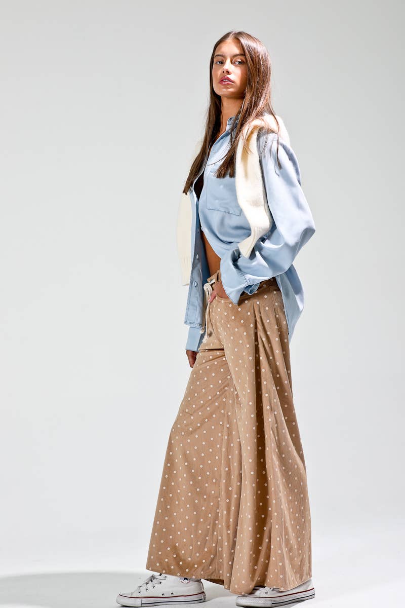 Corduroy mini polka pants