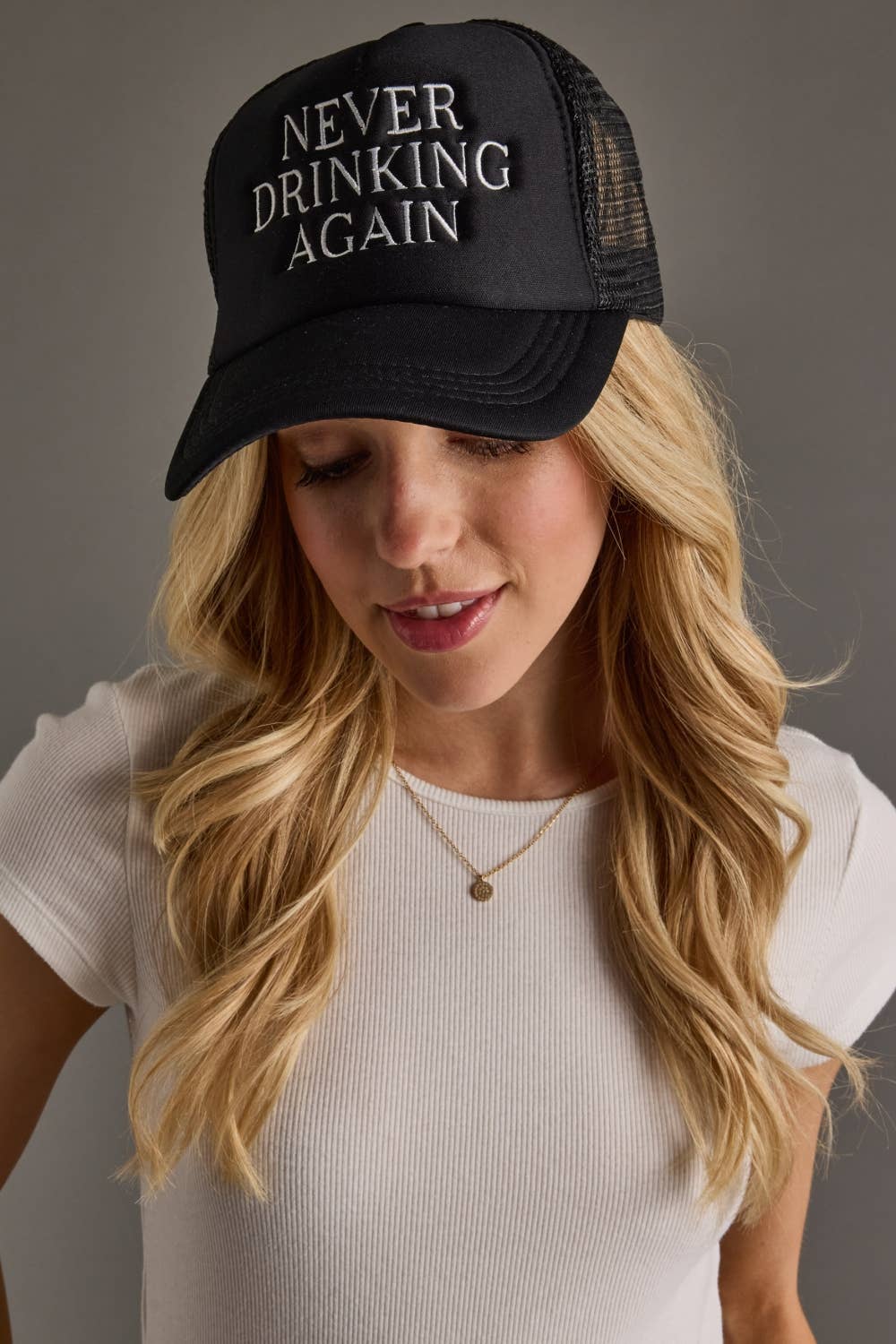 Black Never Drinking Again Trucker Hat