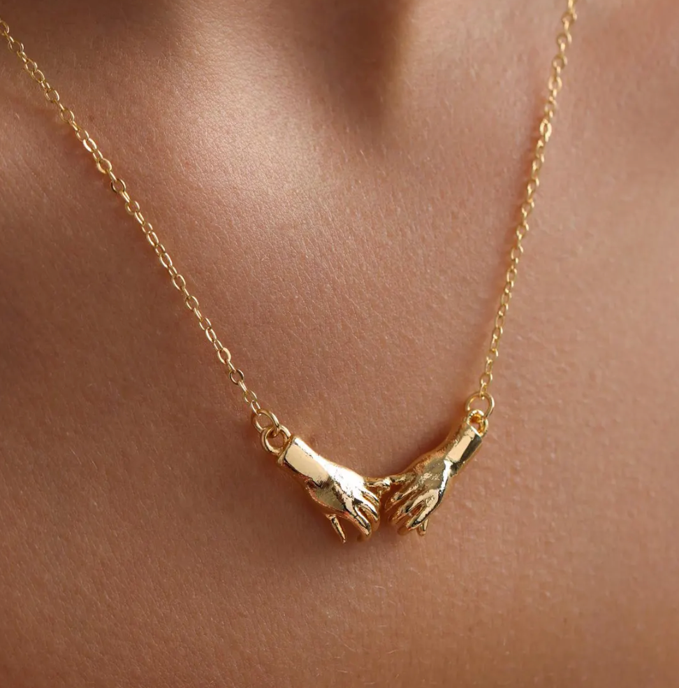 Pinky Promise Ride or Die Hand Necklace 18K Gold Waterproof