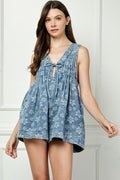 Floral Sleeveless short romper