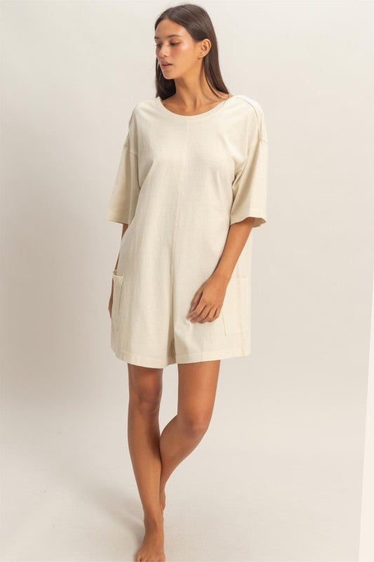 Low back t-shirt romper