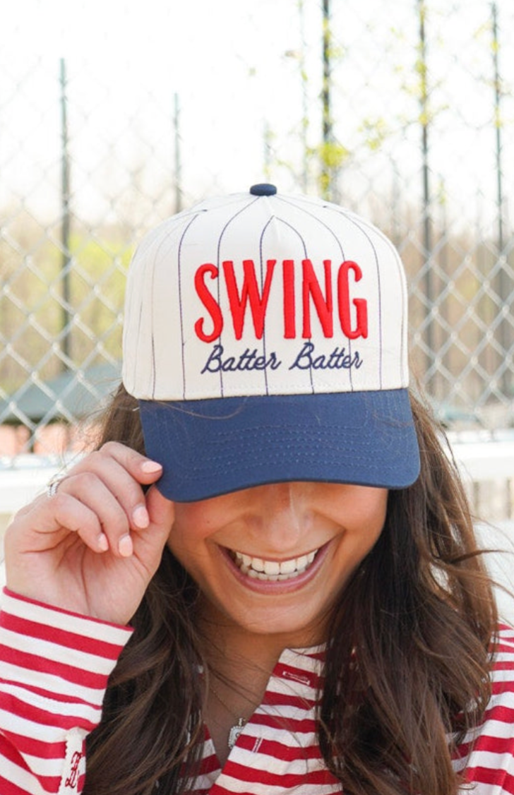 Swing Batter Batter - Navy Pinstripe Trucker Hat