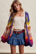 Rainbow Hand-Crochet Cardigan