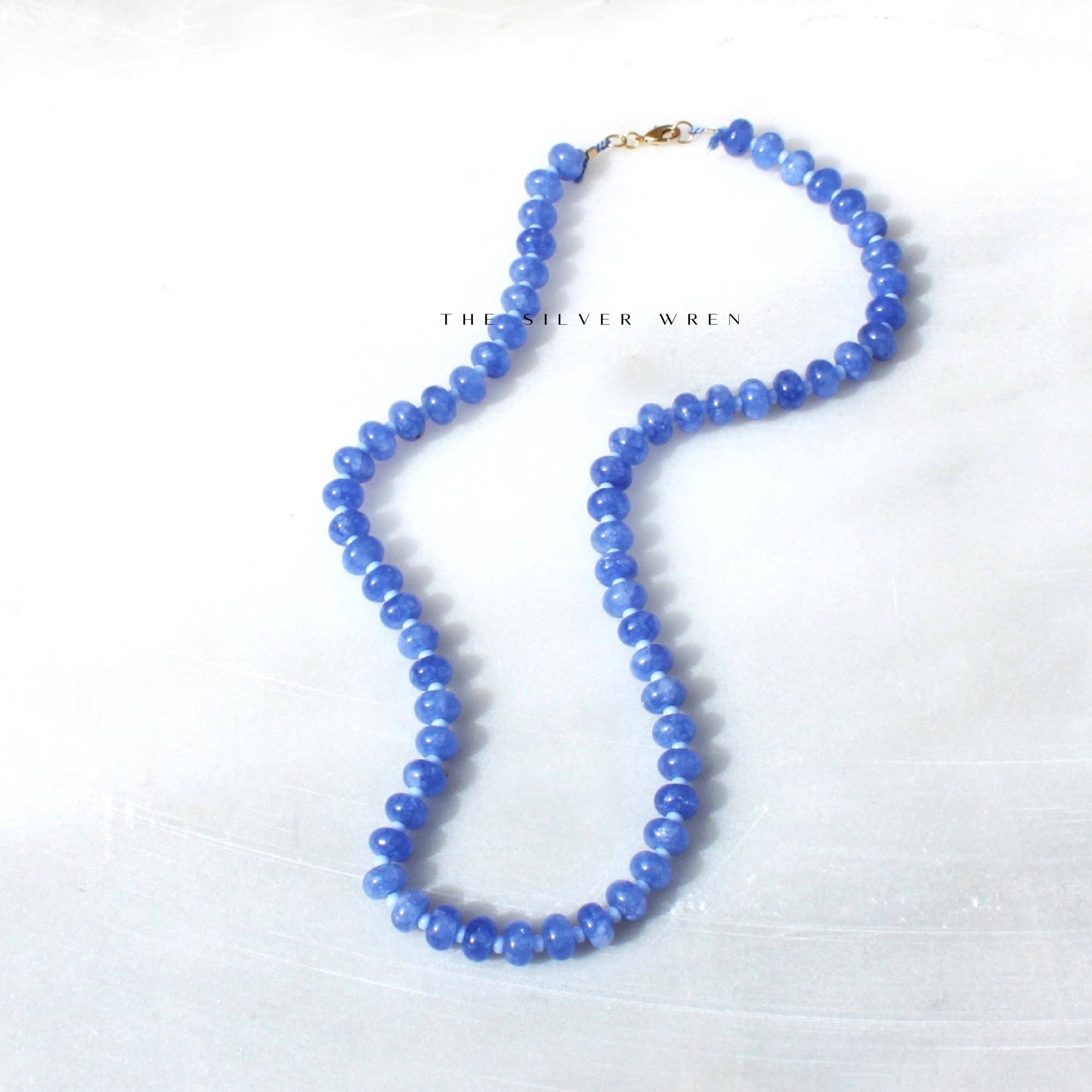 Cornflower Stone Candy Beaded Necklace, Colorful Trendy Bead