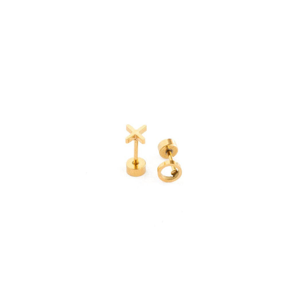Hug + Kiss Stud Earrings - Hypoallergenic, Flat Back, Girl