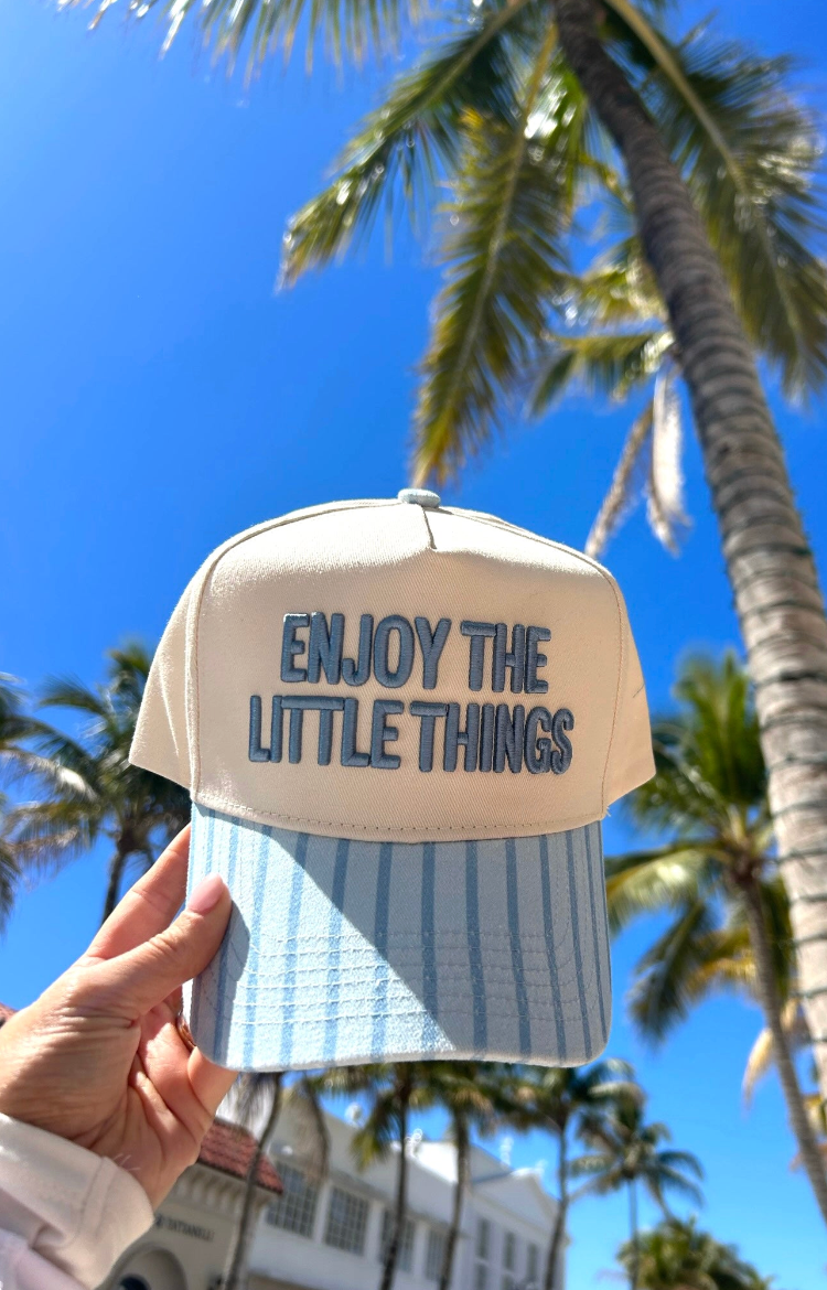 Enjoy the Little Things - Blue Stripe Vintage Trucker Hat