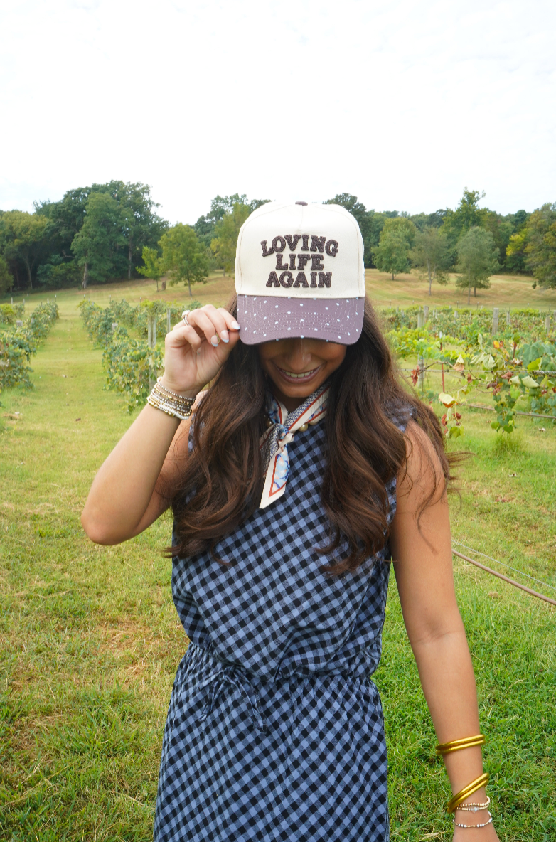 Loving Life Again - Brown & Blue Polka Dot Trucker Hat