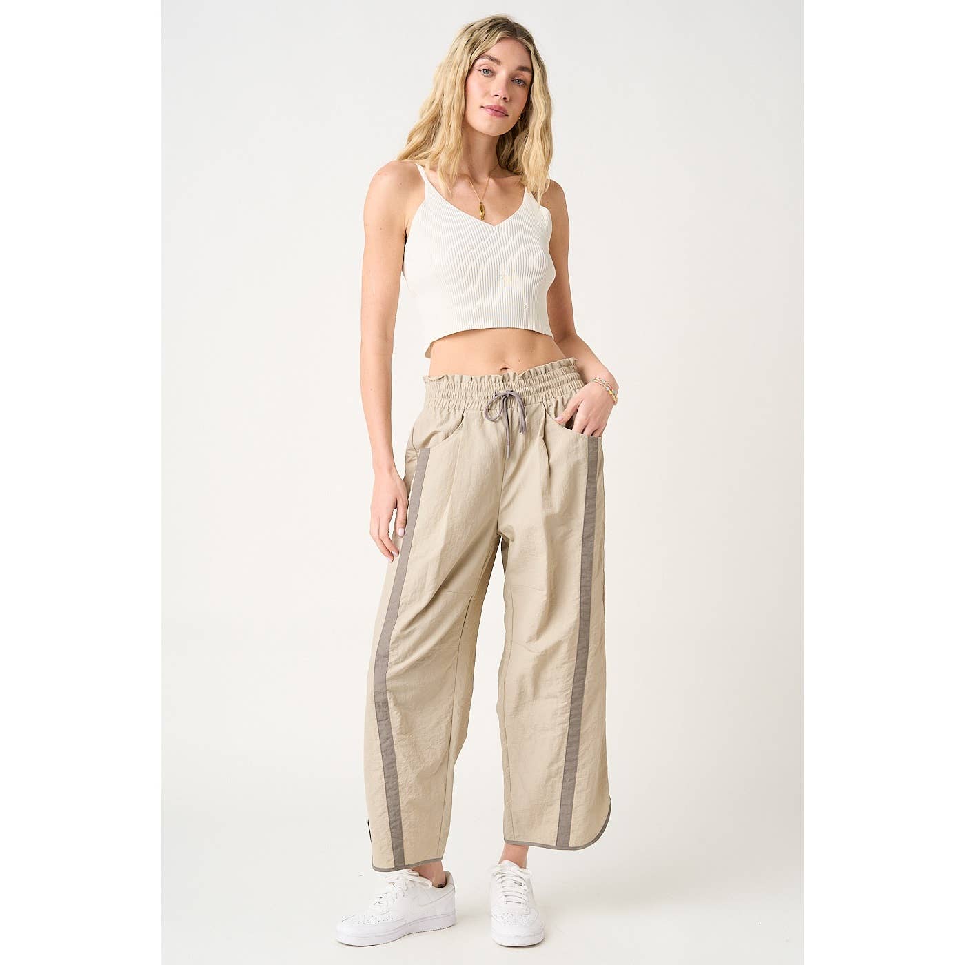 SPORTY STRIPE BARREL PANTS