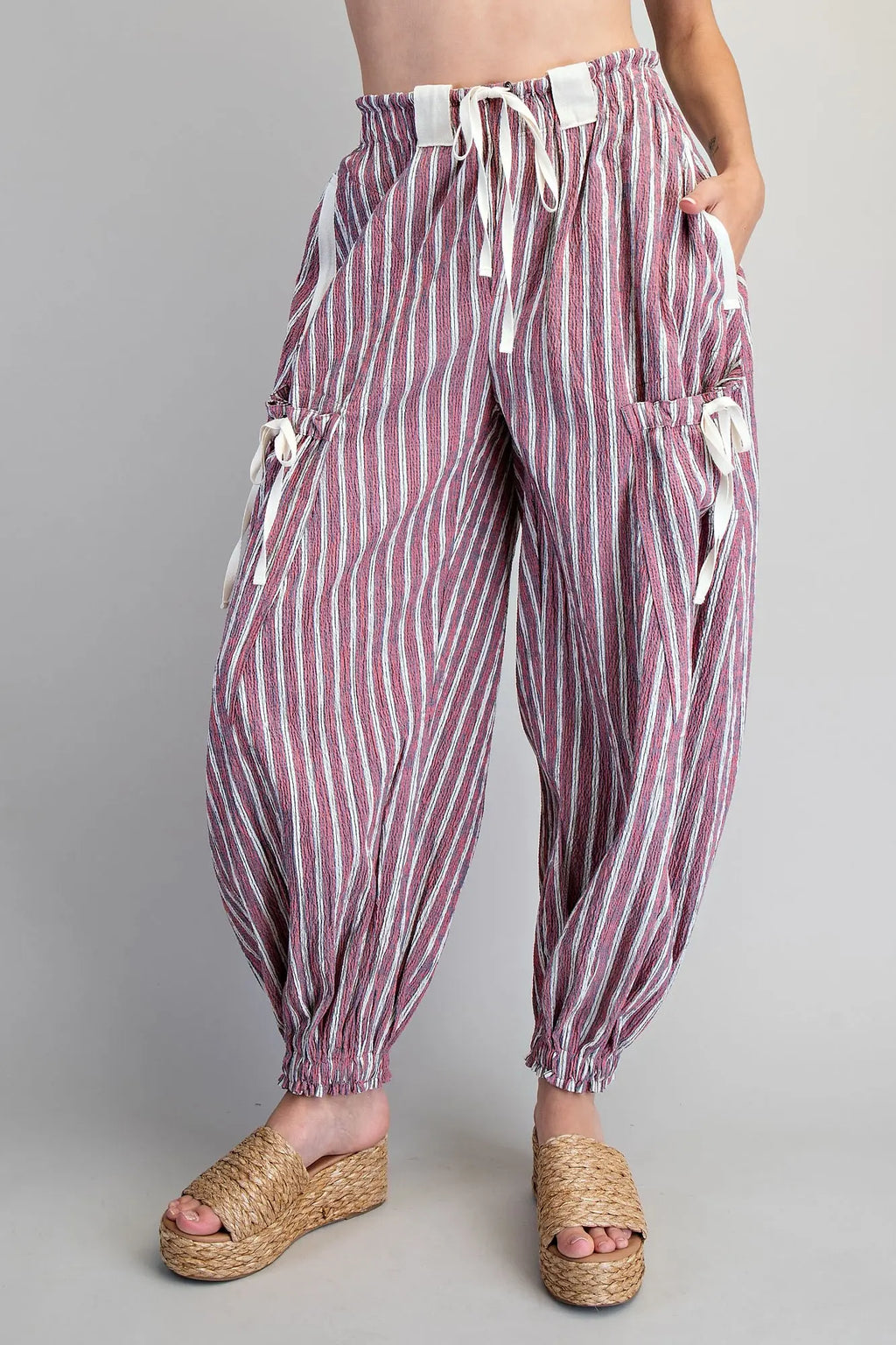Striped cargo joggers