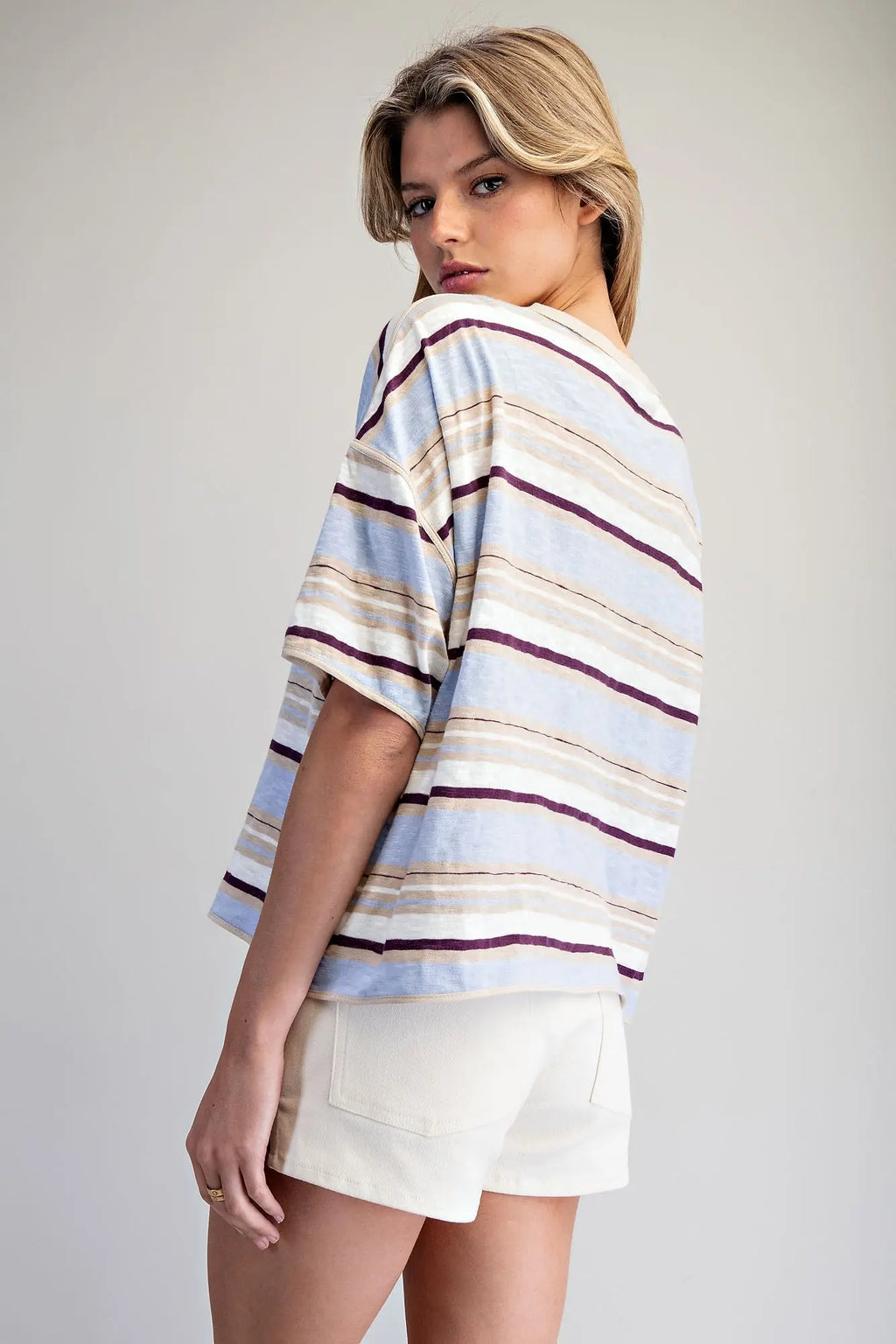 Berry striped boxy shirt