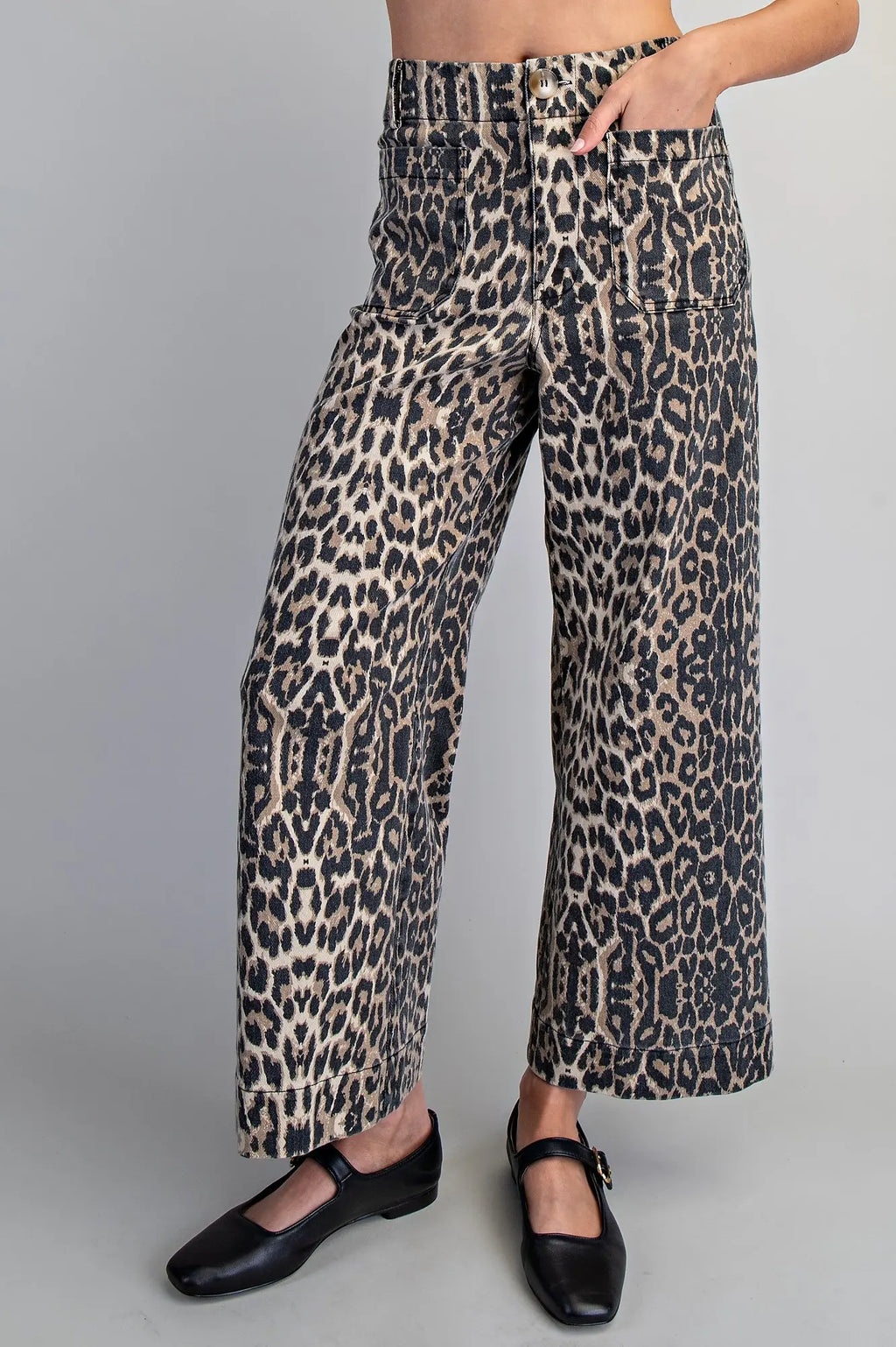 Leopard straight leg pants