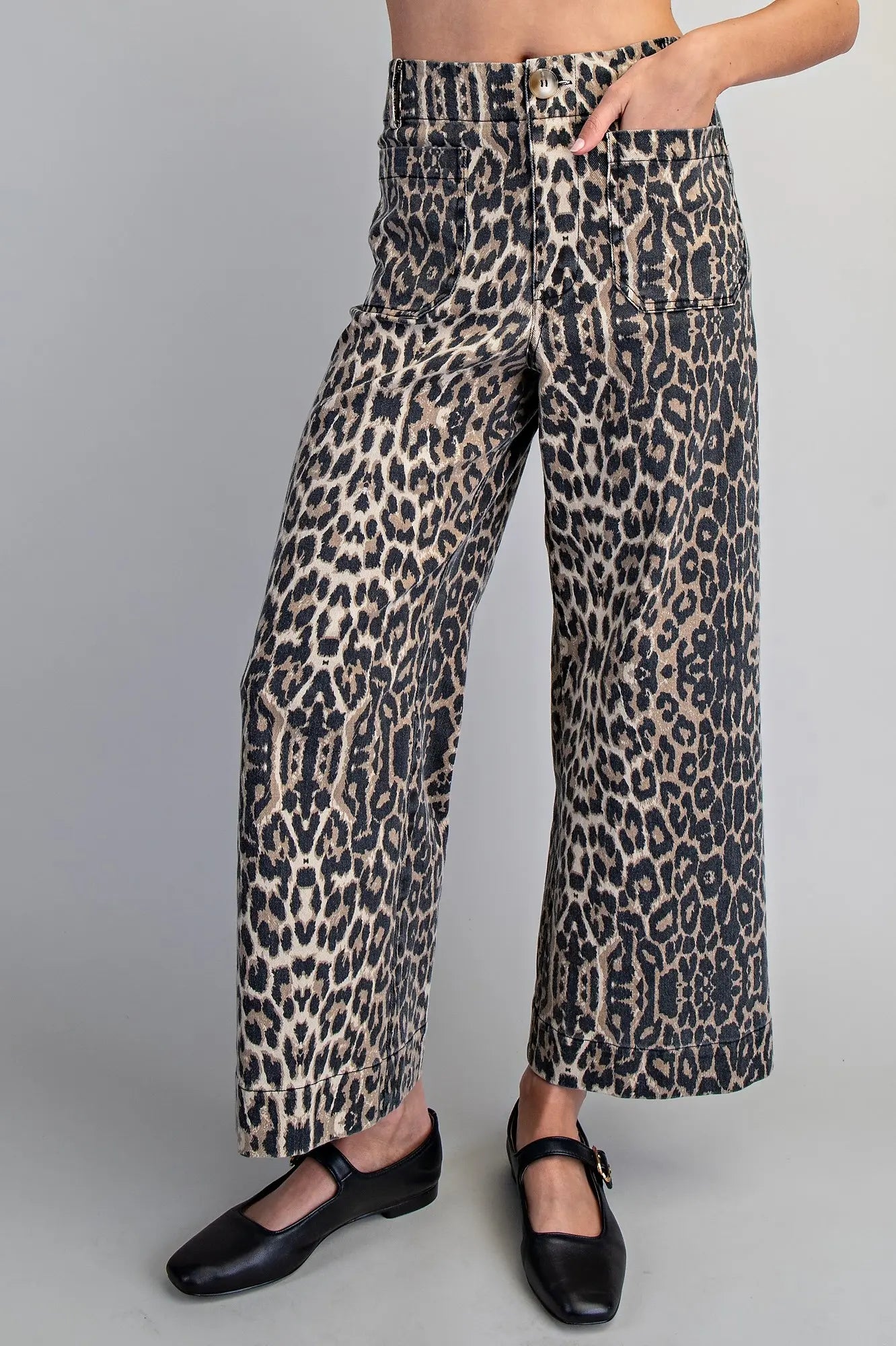 Leopard straight leg pants