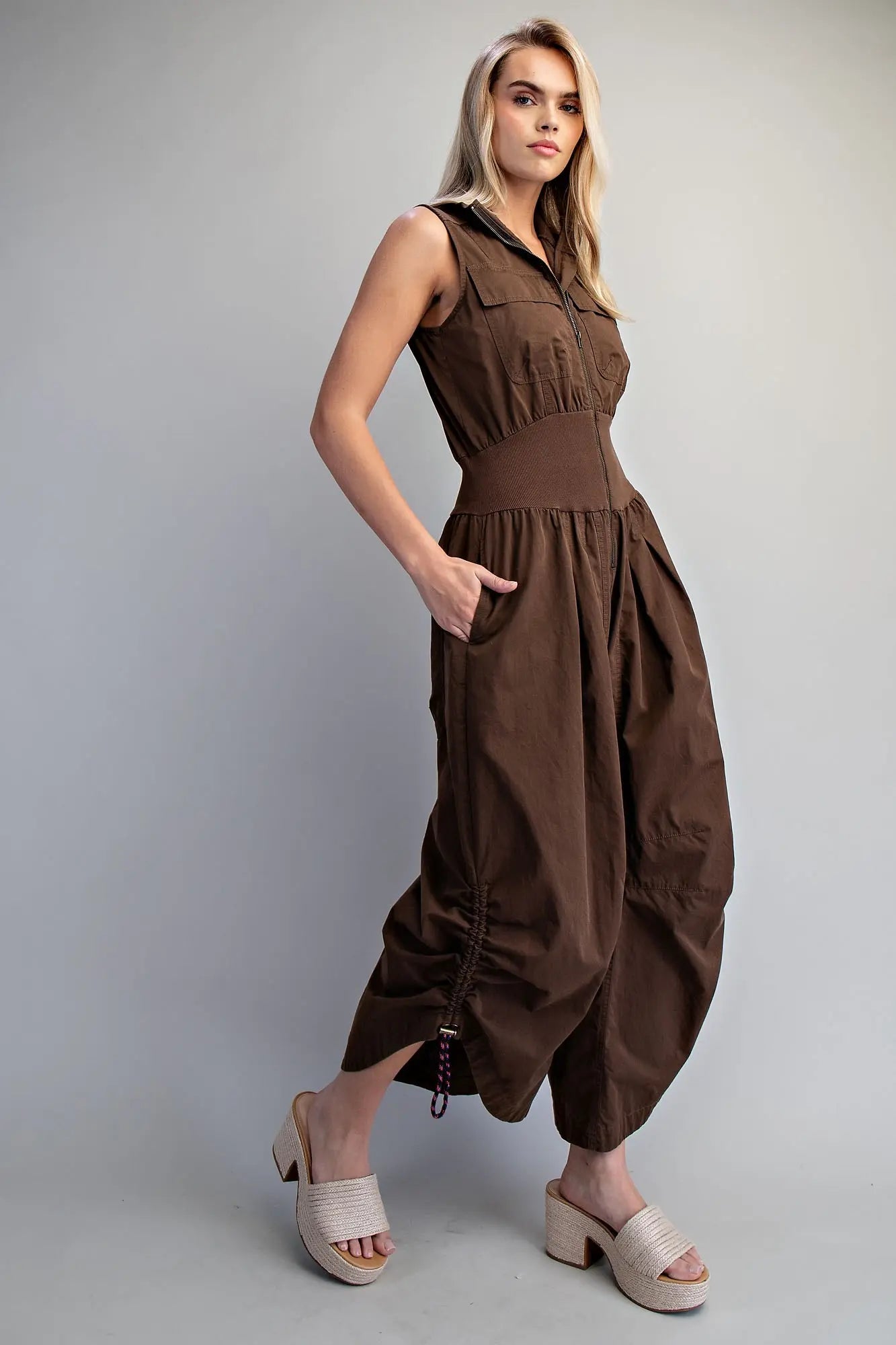 Front zipper jumpsuit