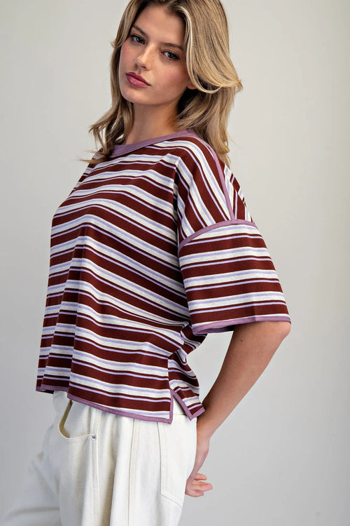 Berry striped boxy shirt