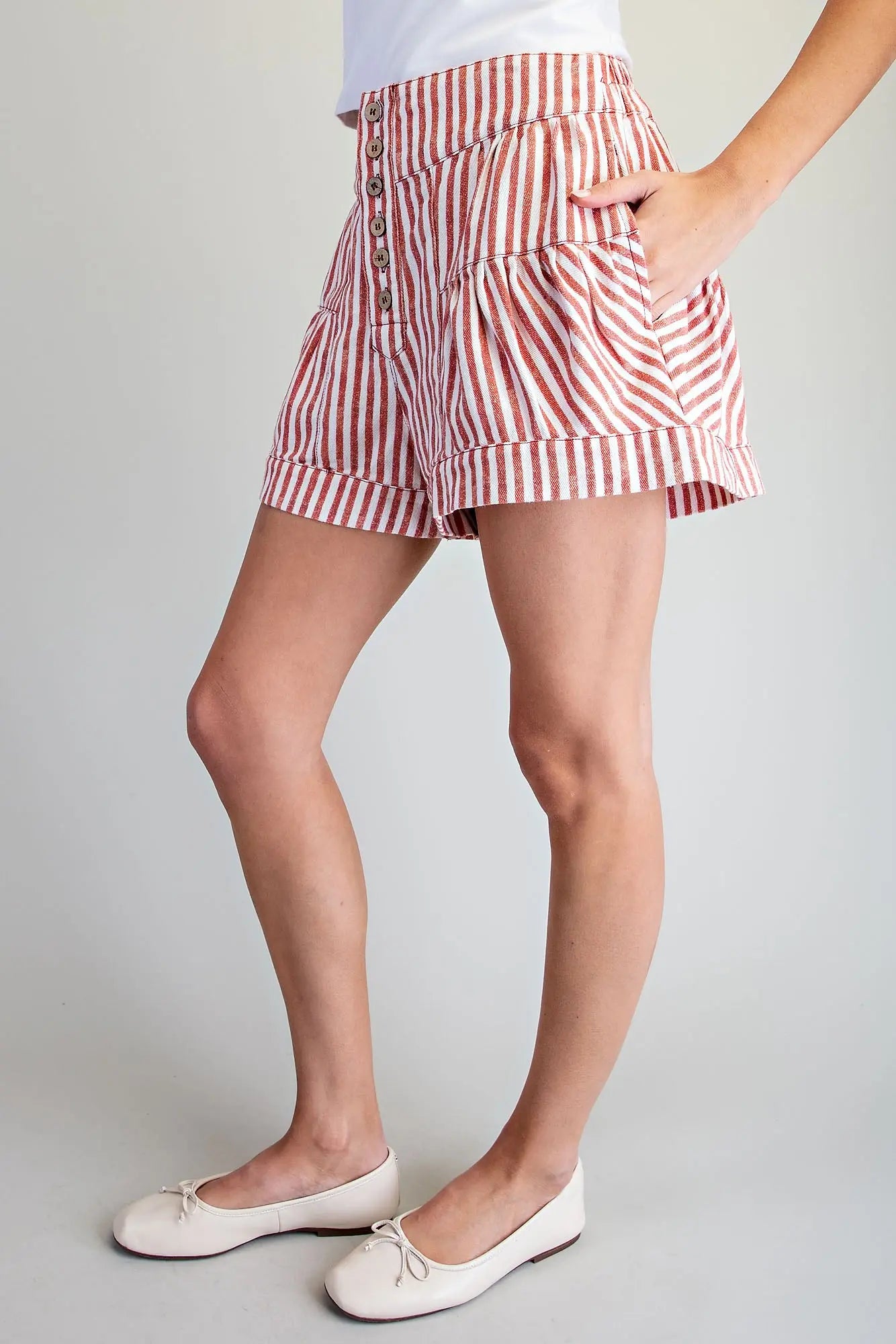 Button down striped shorts