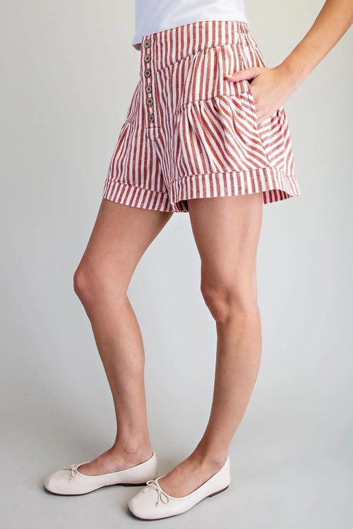 Button down striped shorts