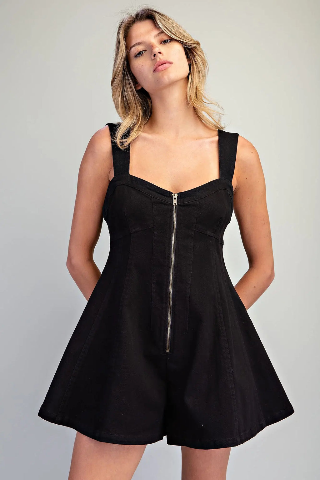 Black Zip Romper