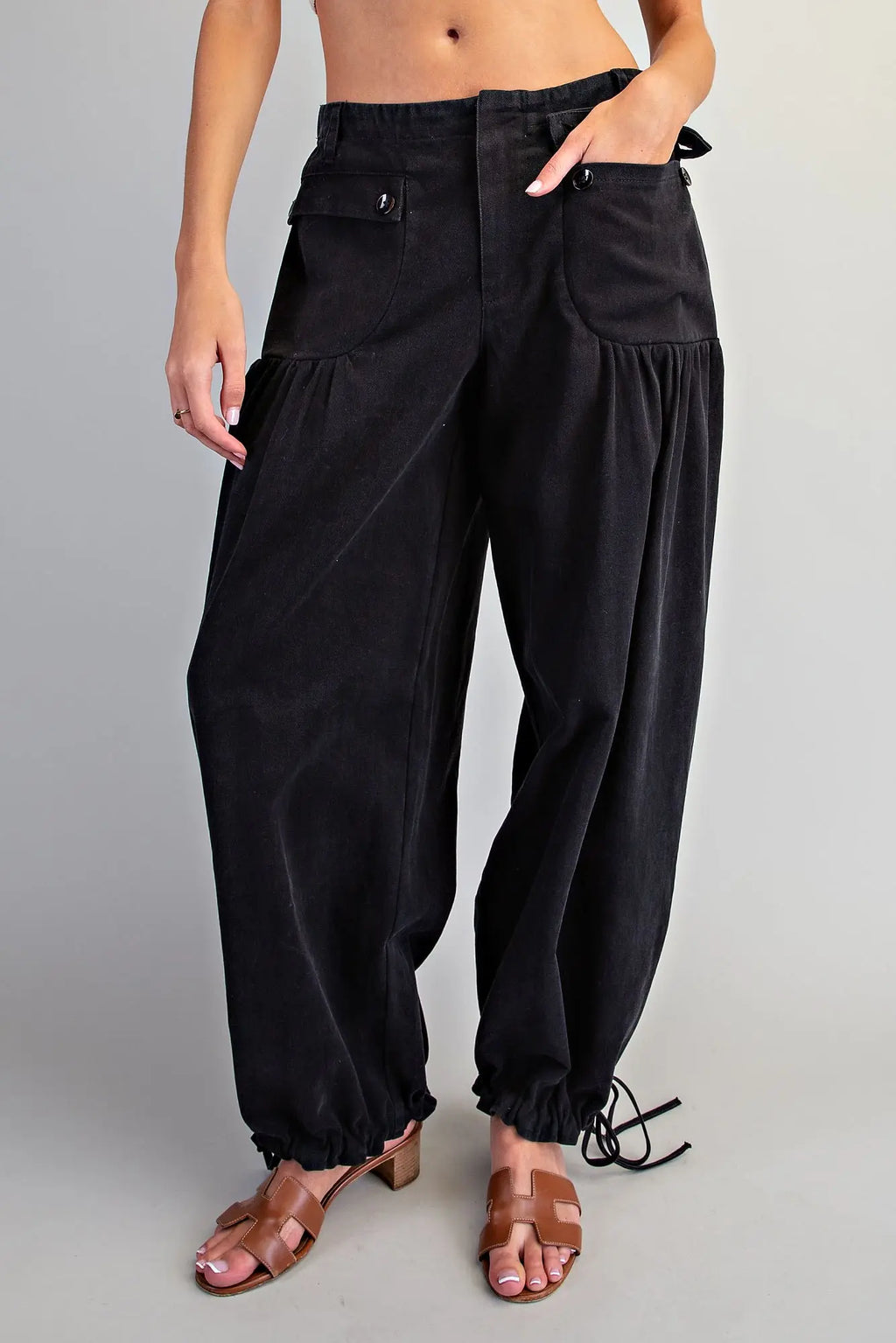 Black tie bottom pants