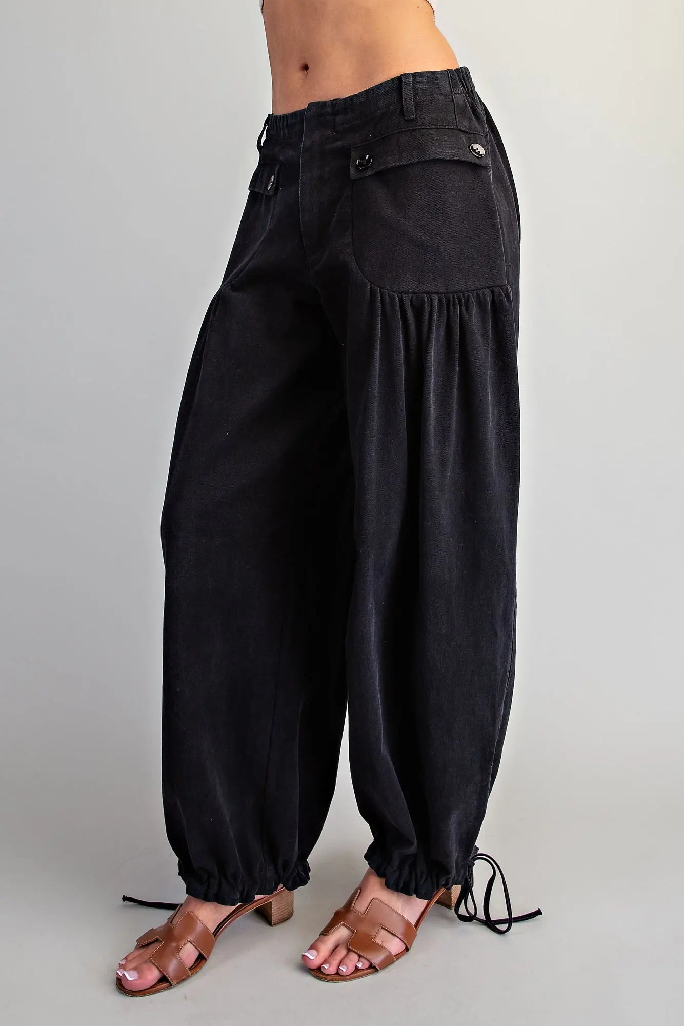 Black tie bottom pants