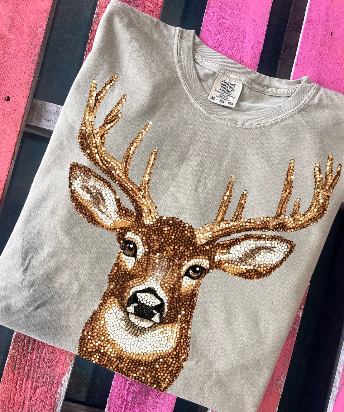 Faux Rhinestone Deer Sweatshirts