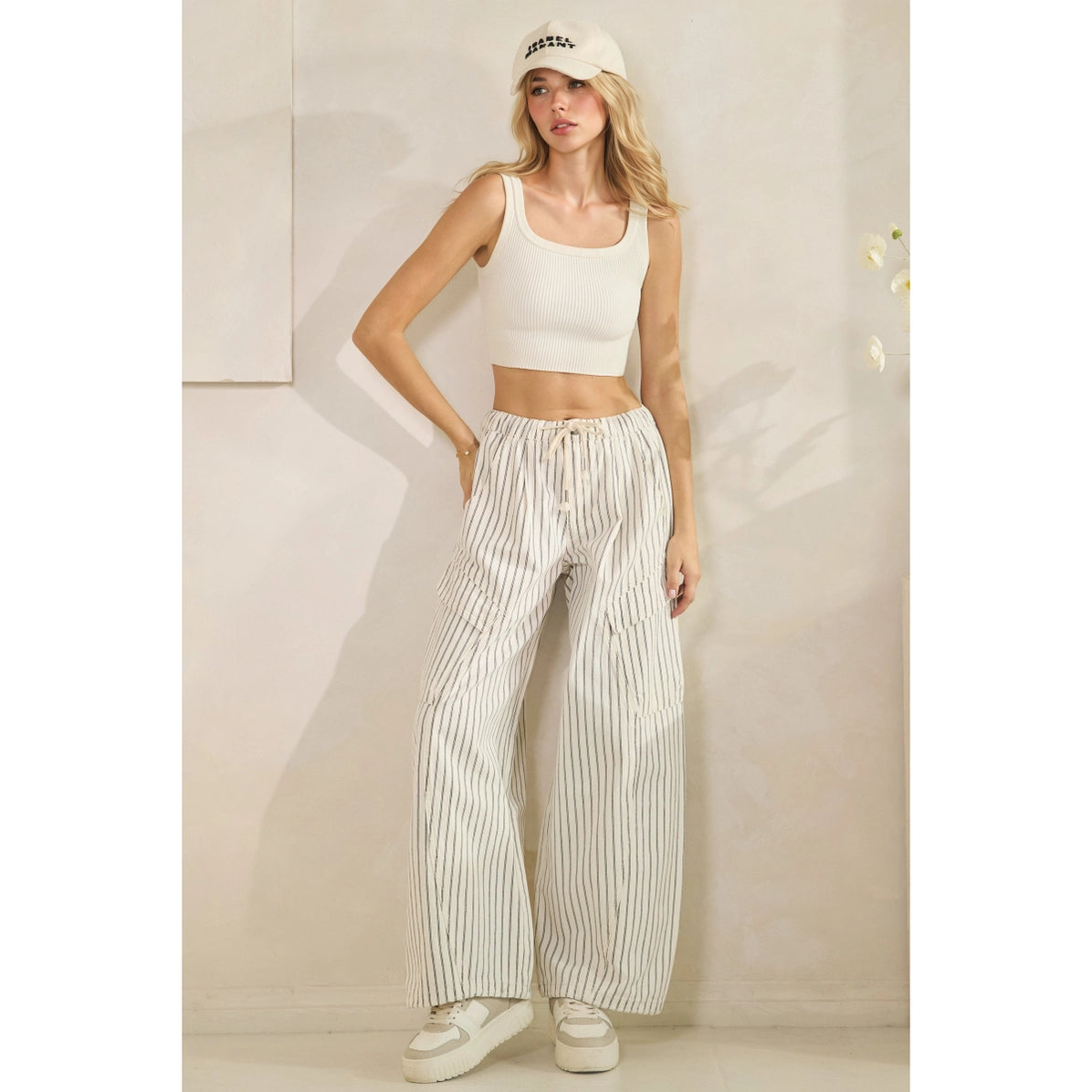 White Pin striped Denim pant