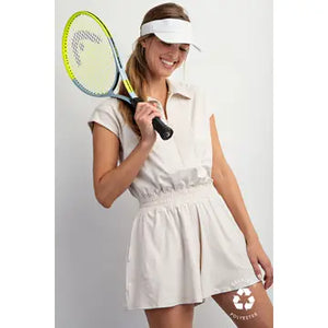 Collared zip up romper