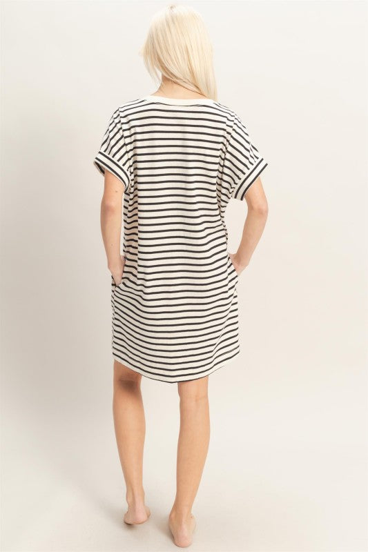 Black striped t-shirt dress