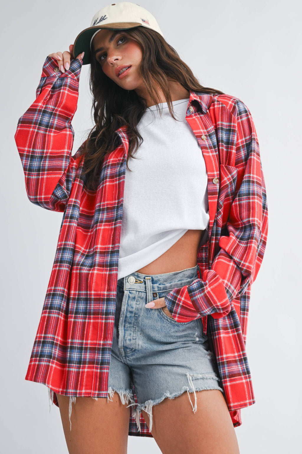 Oversized Plaid Button Down Shirt
