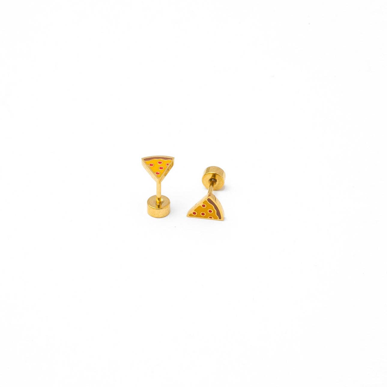 Pizza Stud Earrings - Hypoallergenic, Flat Back, Girl Gift