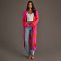 Bright Pink & Orange Striped Duster Cardigan