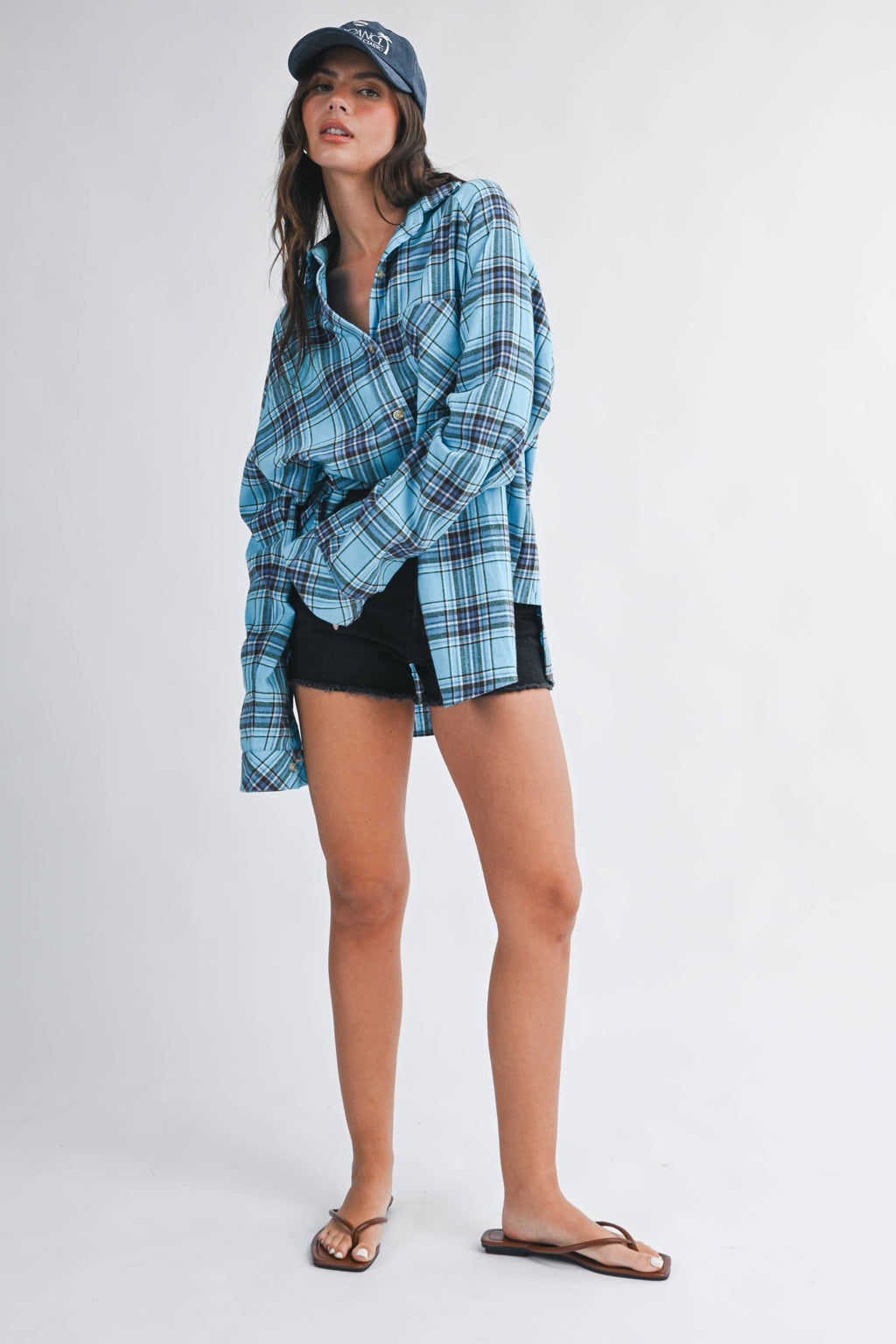 Oversized Plaid Button Down Shirt