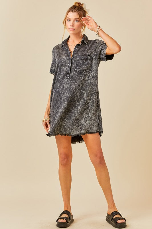 Washed chambray dress