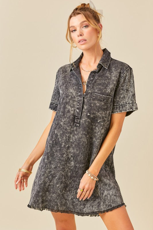 Washed chambray dress