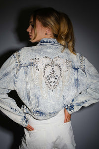 Embellished back Cropped Denim