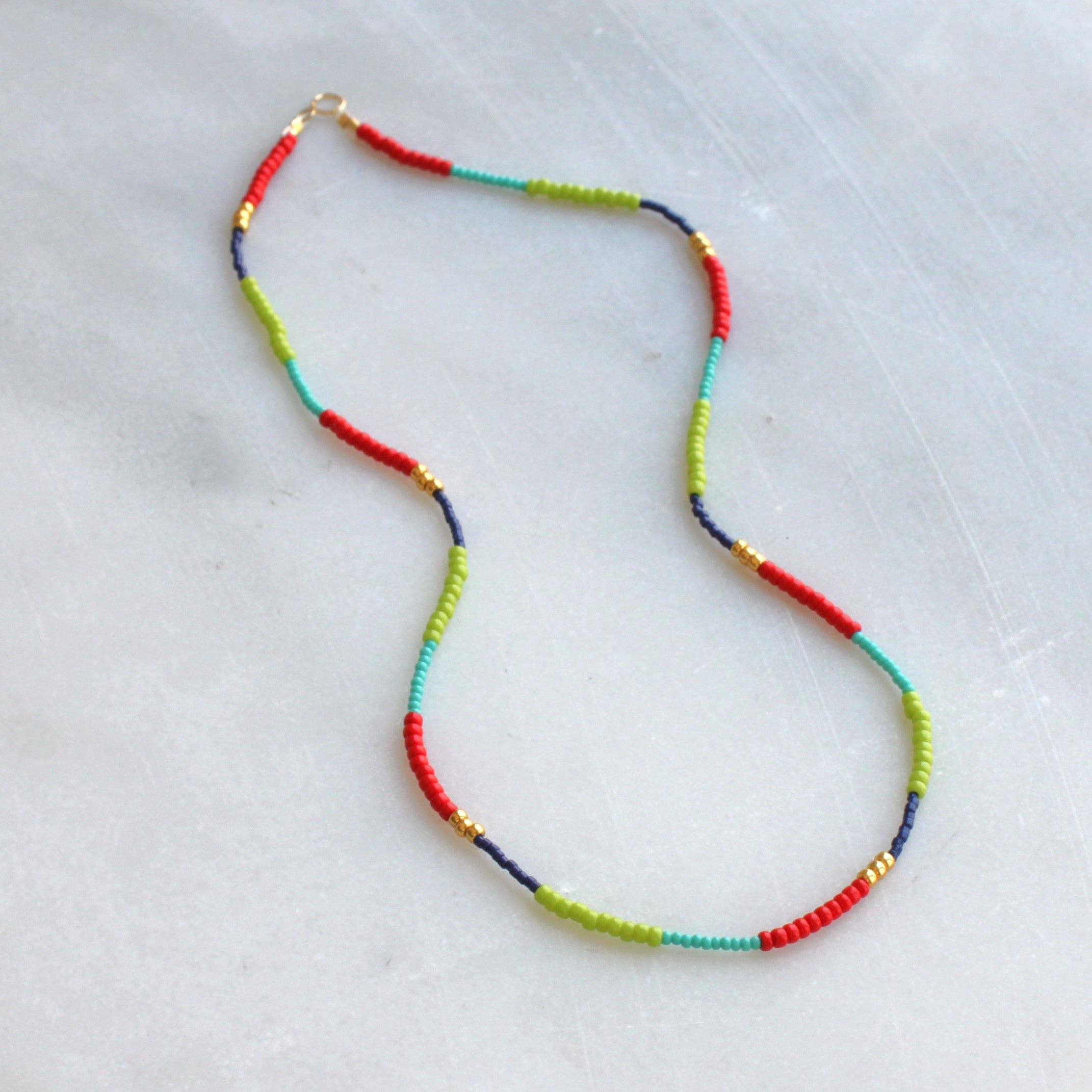 Lettie Seed Bead Necklace: Navy