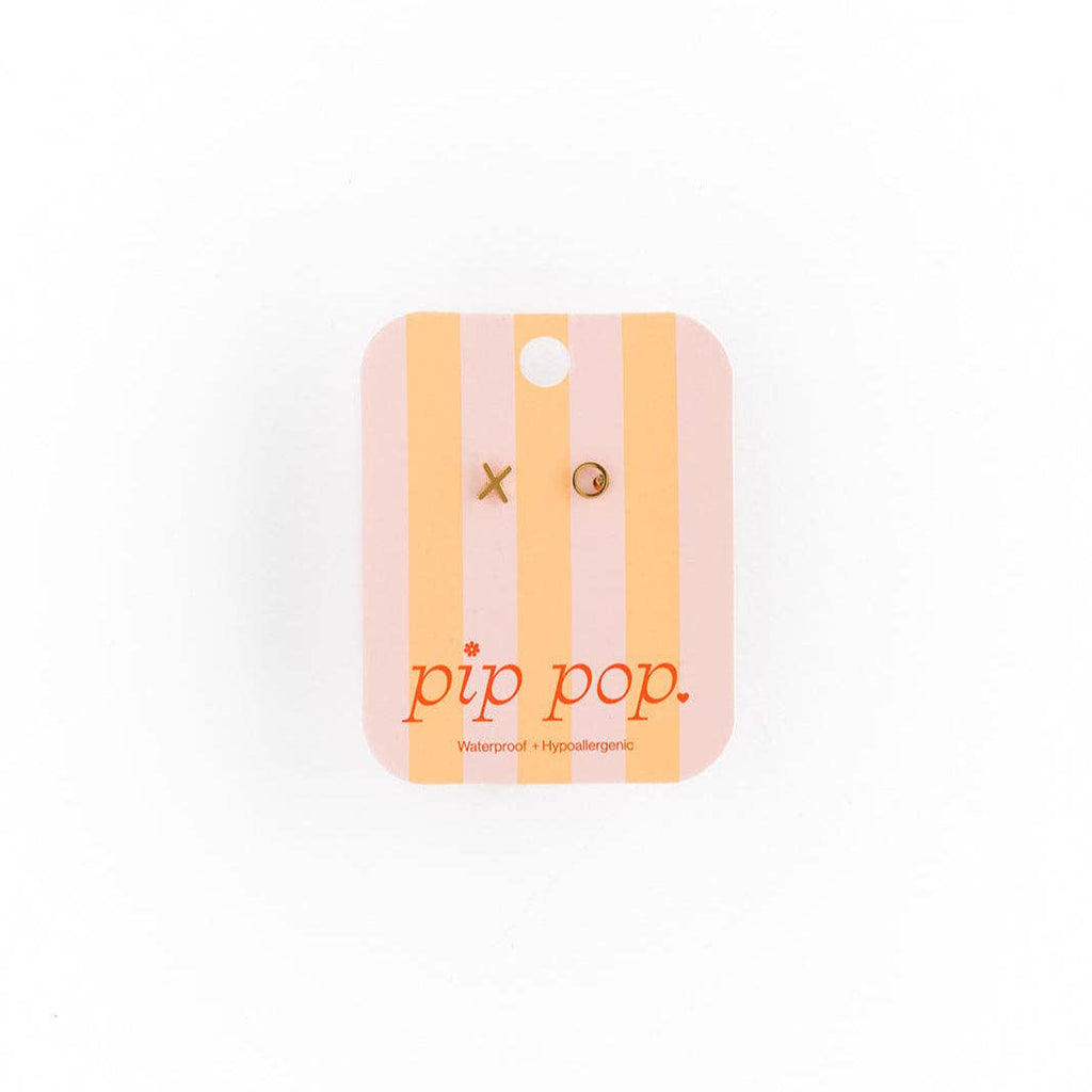 Hug + Kiss Stud Earrings - Hypoallergenic, Flat Back, Girl