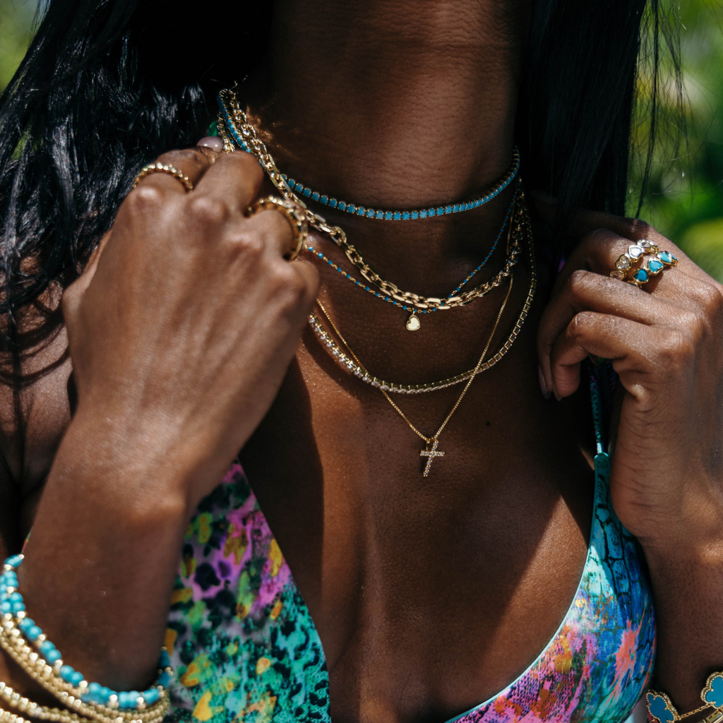 Chloe Tennis Choker - Turquoise