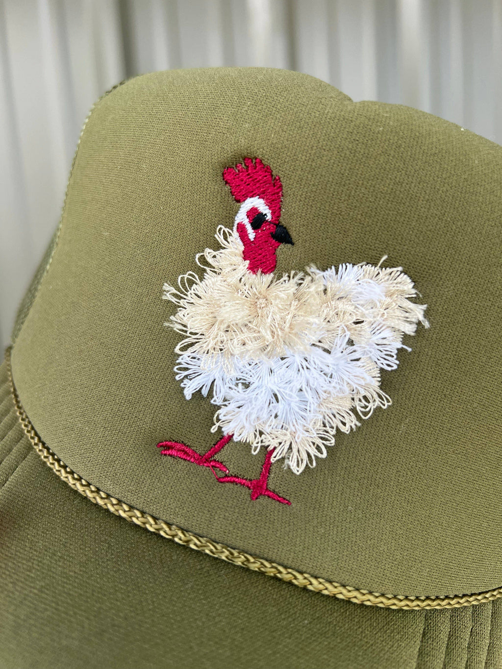 Mother Clucker Fluffy Chicken Embroidered Olive Green Otto