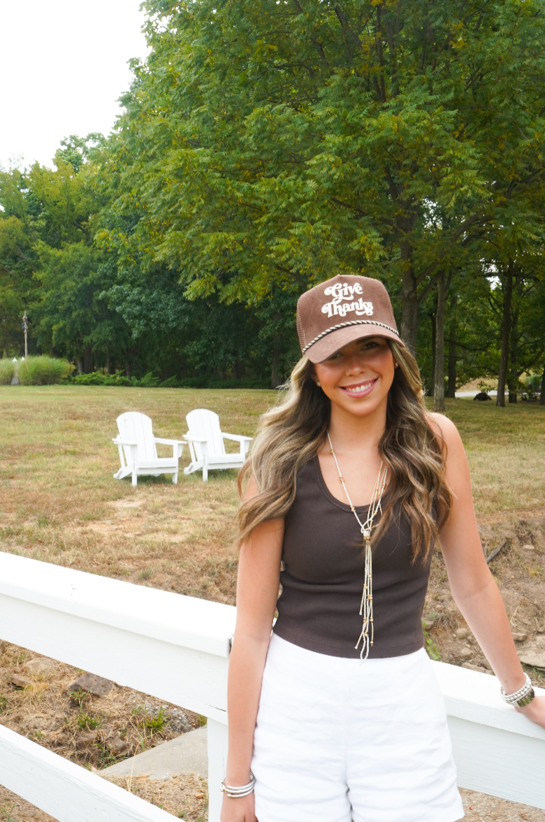 Give Thanks - Brown Corduroy Trucker Hat