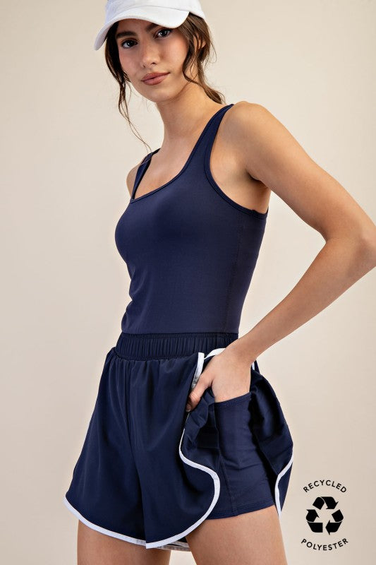 Pleated short romper