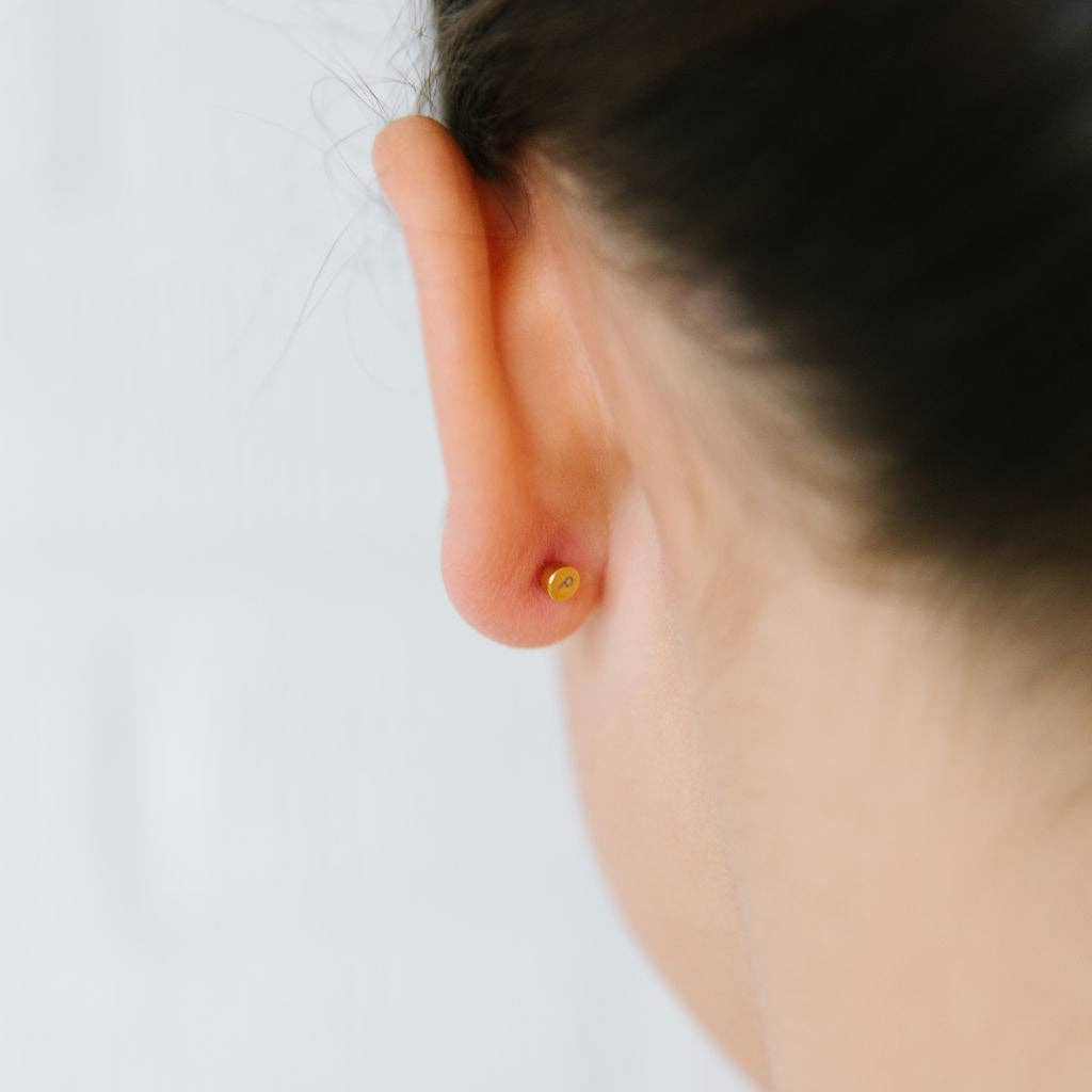 I Love You Stud Earrings - Hypoallergenic, Flat Back, Girl