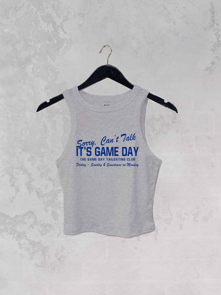 Can't Talk It's Game Day, Micro-Ribbed Cropped Tank