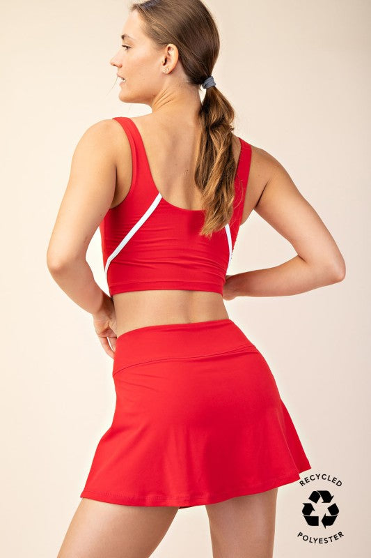 Active striped vneck crop