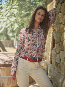 Button Up Western Blouse