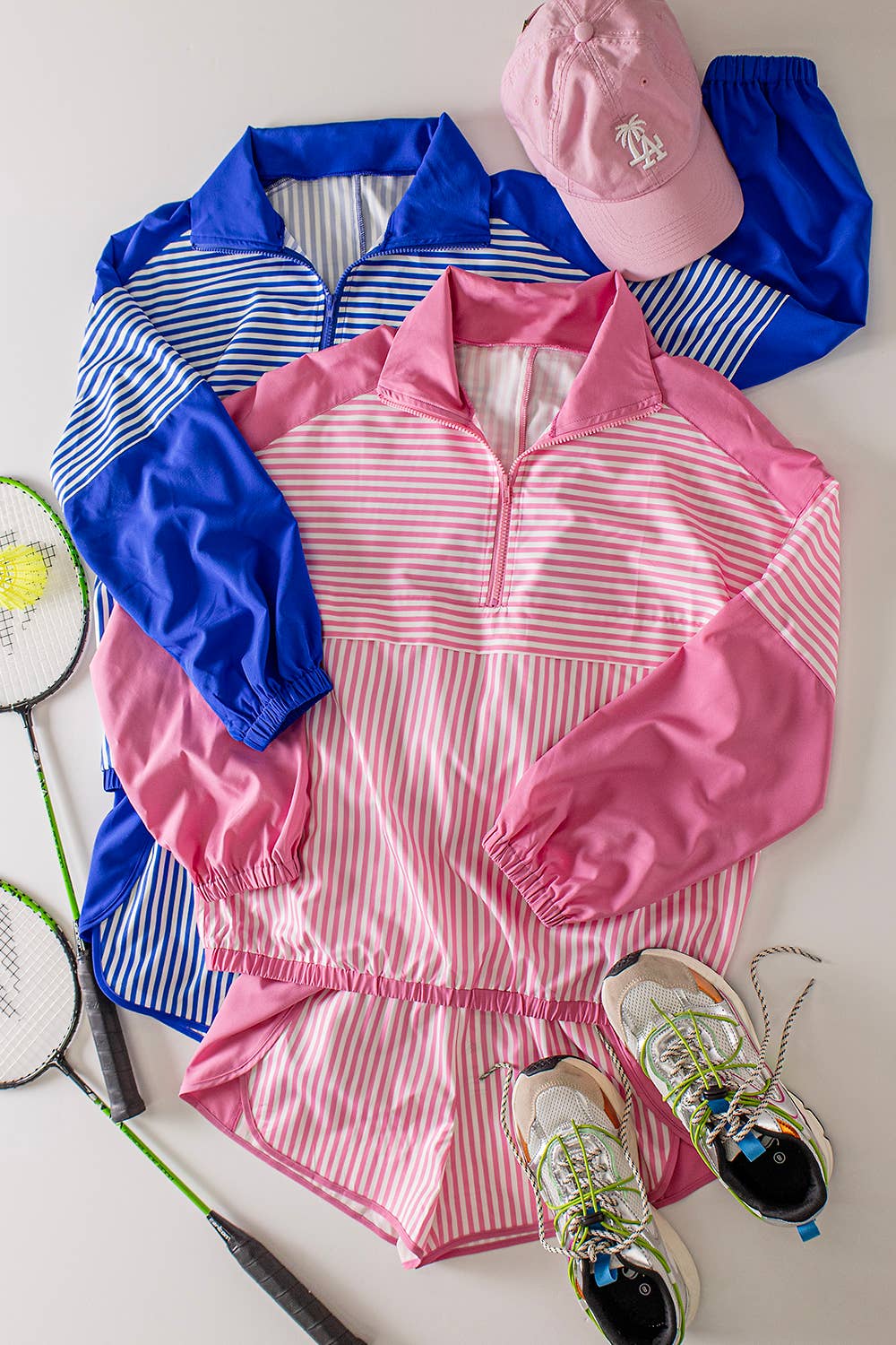 Stripe Active Top & Shorts Set