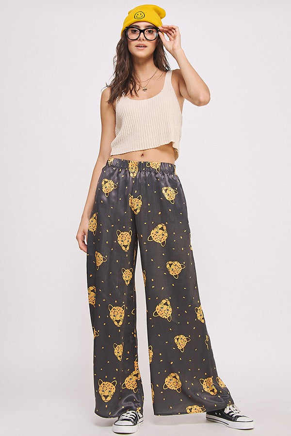 Leopard Face Silk Pants
