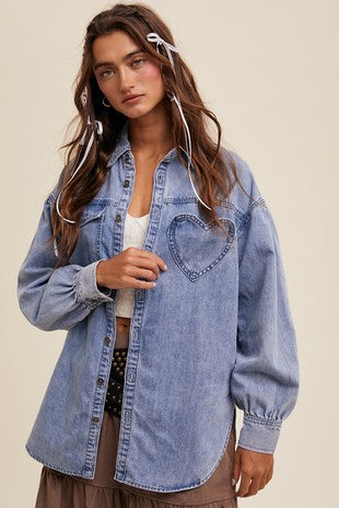heart pocket denim shirt