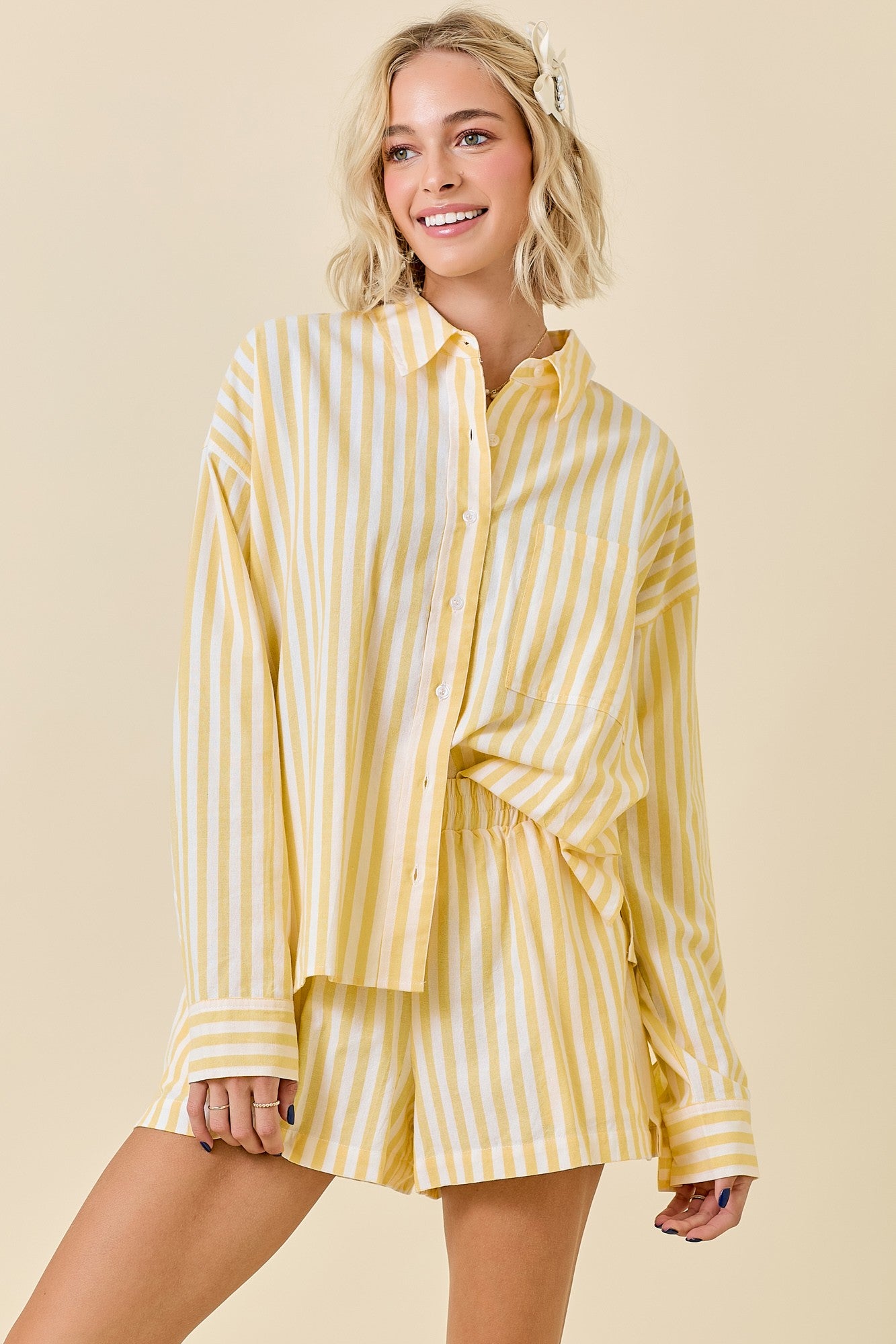 Canary Stripe Short Set