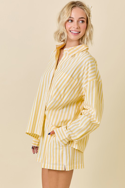 Canary Stripe Short Set